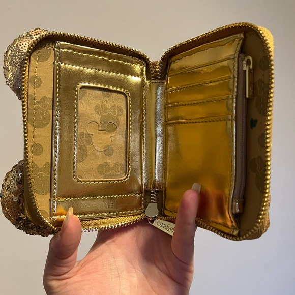 Disney Parks gold sequin Loungefly wallet with bow - Picture 4 of 8